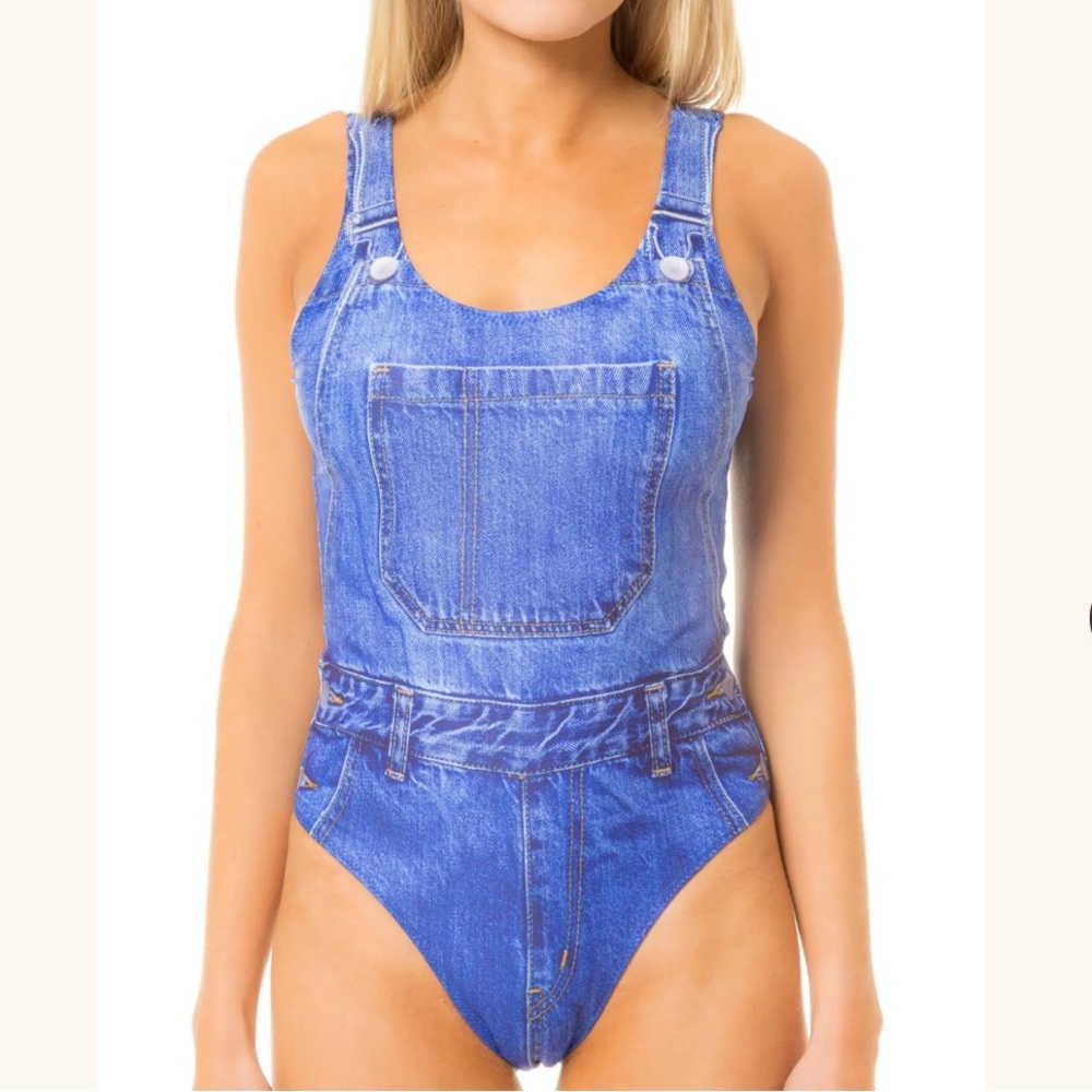 Shinesty Jeankini Denim Print One Piece Swimsuit
